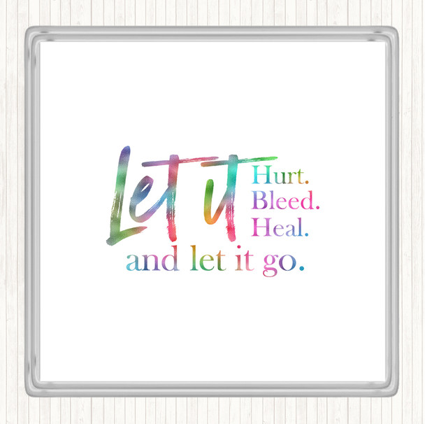 Let It Go Rainbow Quote Coaster