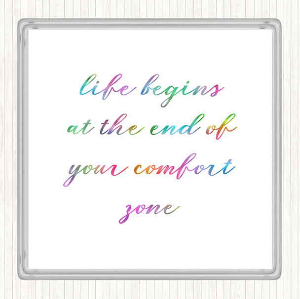 Life Begins Rainbow Quote Coaster