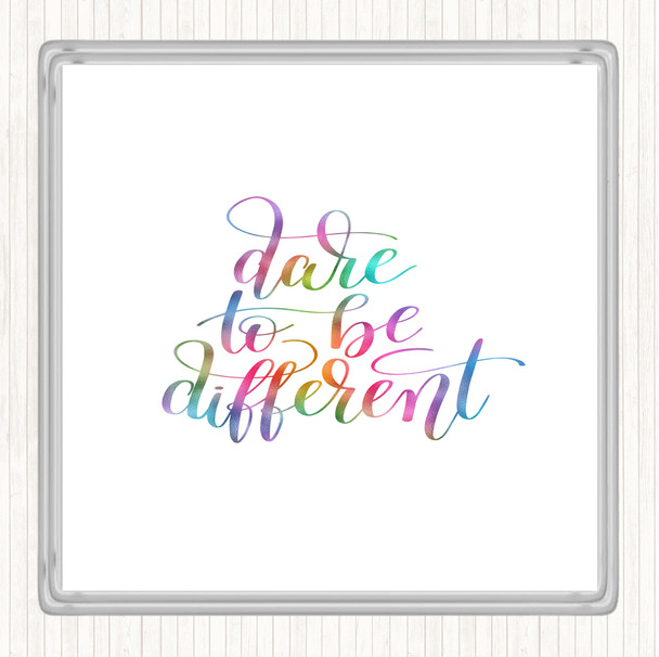 Be Different Swirl Rainbow Quote Coaster