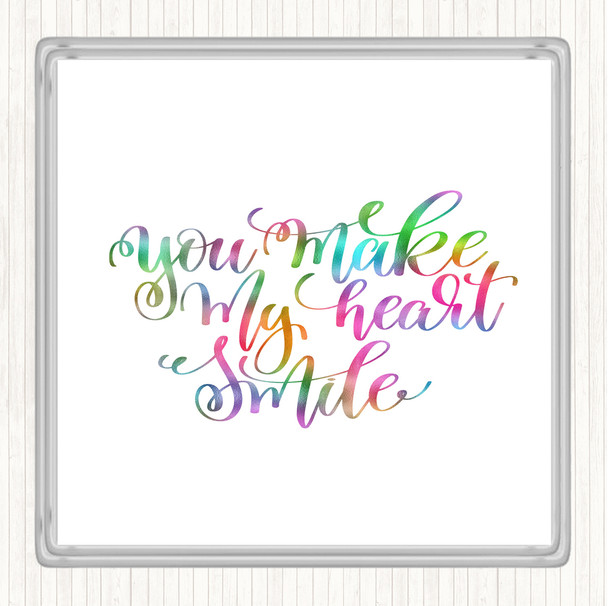 Make My Heart Smile Rainbow Quote Coaster