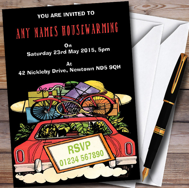 Loaded Car Customised Housewarming Party Invitations