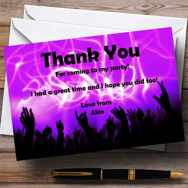 Purple Black Disco Dancing Customised Party Thank You Cards