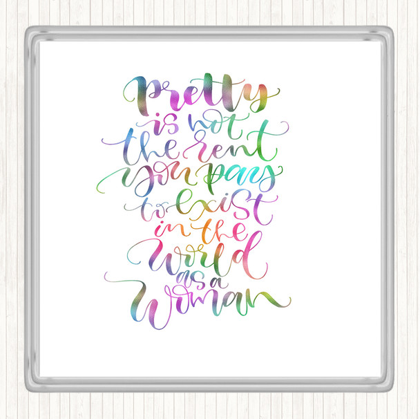 Pretty Woman Rainbow Quote Coaster