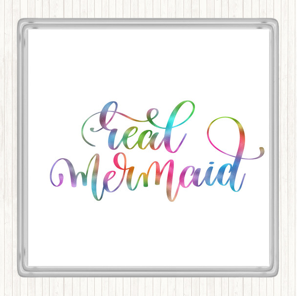 Real Mermaid Rainbow Quote Coaster