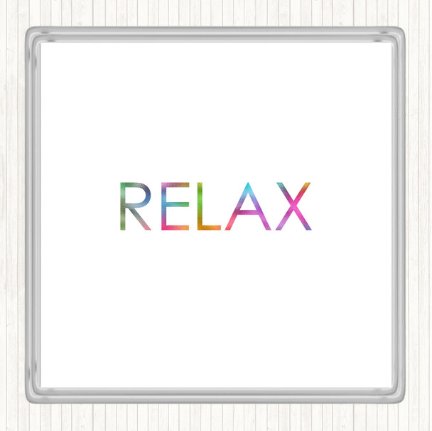 Relax Rainbow Quote Coaster