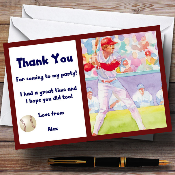 Baseball Customised Party Thank You Cards