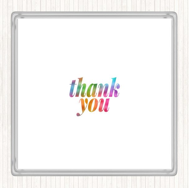Small Thank You Rainbow Quote Coaster