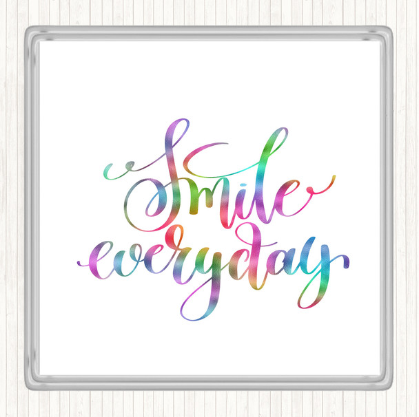 Smile Everyday Rainbow Quote Coaster