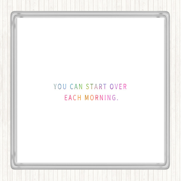 Start Over Each Morning Rainbow Quote Coaster