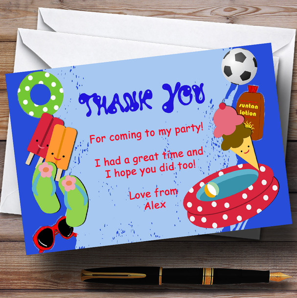 Swimming Pool Beach Customised Party Thank You Cards