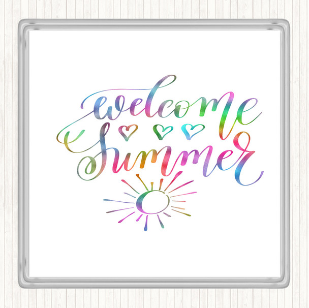 Summer Welcome Rainbow Quote Coaster