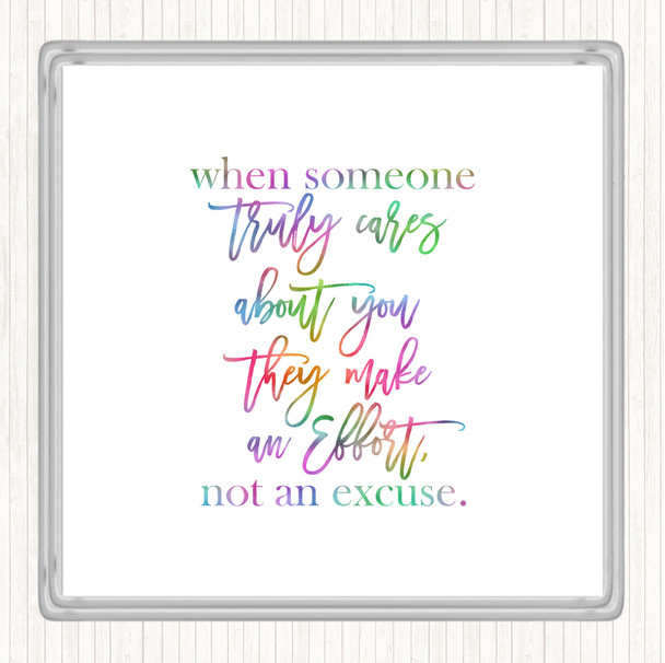 Truly Cares Rainbow Quote Coaster