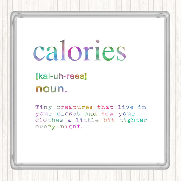 Word Definition Calories Rainbow Quote Coaster