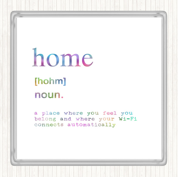 Word Definition Home Rainbow Quote Coaster