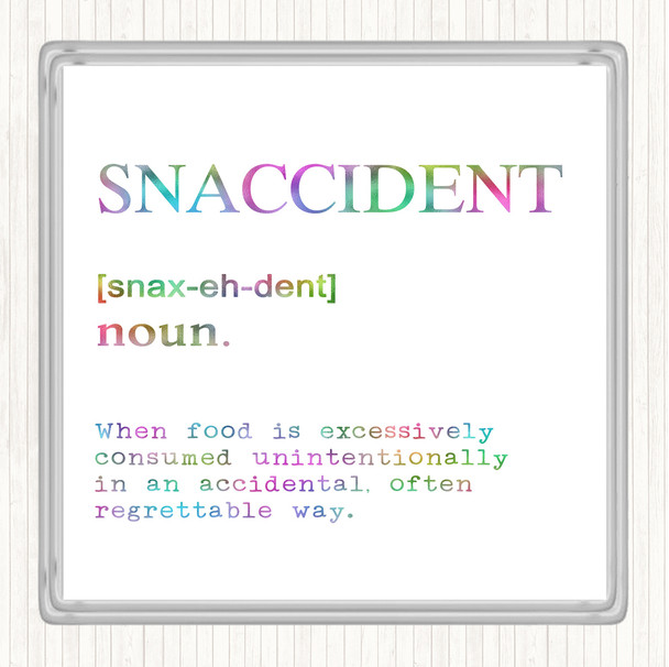 Word Definition Snaccident Rainbow Quote Coaster