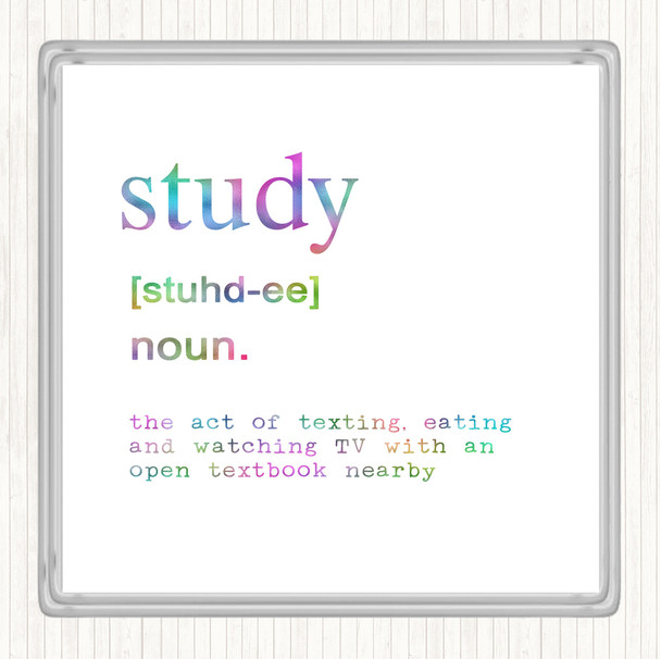 Word Definition Study Rainbow Quote Coaster