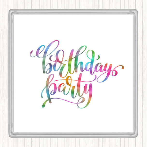 Birthday Party Rainbow Quote Coaster