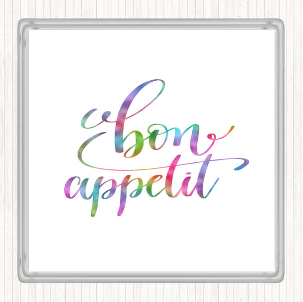 Bon Appetit Rainbow Quote Coaster