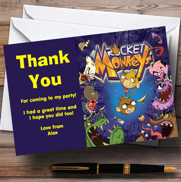 Rocket Monkeys Customised Children's Birthday Party Thank You Cards