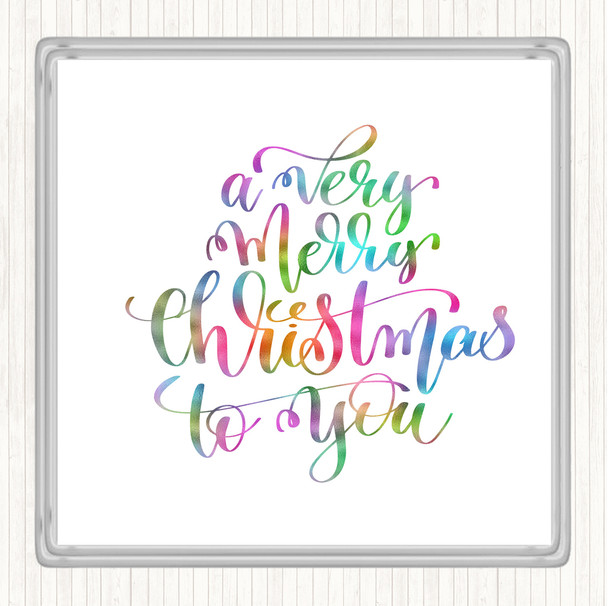 Christmas A Very Merry Xmas Rainbow Quote Coaster