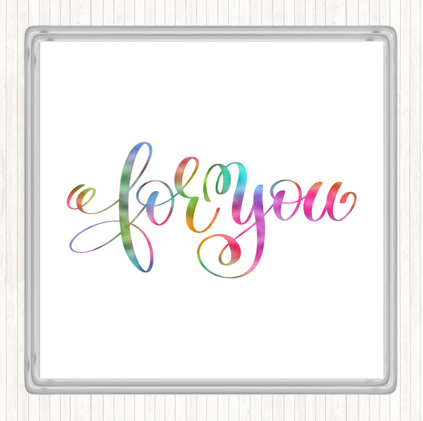 Christmas For You Rainbow Quote Coaster