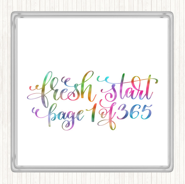 Christmas Fresh Start Rainbow Quote Coaster