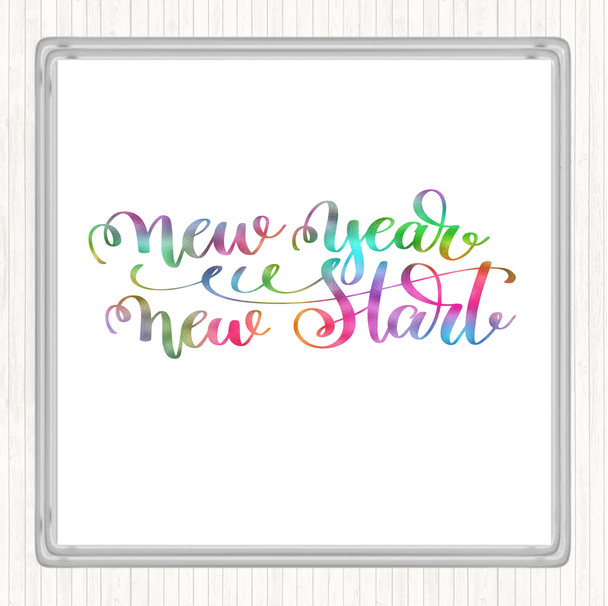 Christmas New Year New Start Rainbow Quote Coaster