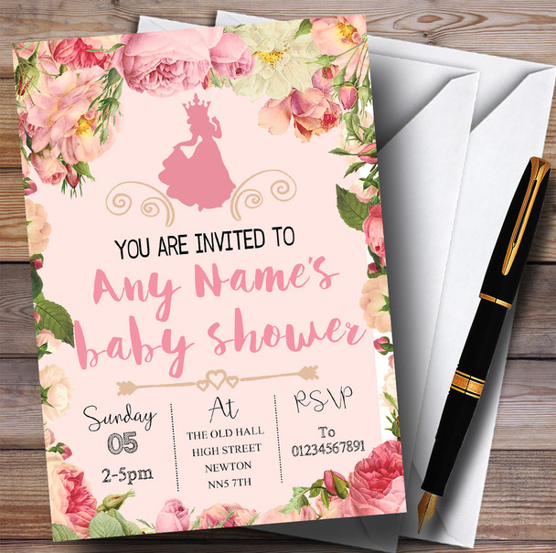 Pink Roses Princess Invitations Baby Shower Invitations