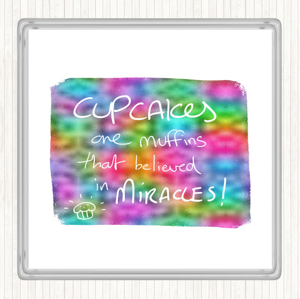 Cupcakes Muffins Rainbow Quote Coaster