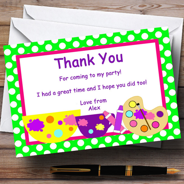 Arts And Crafts Polkadot Customised Birthday Party Thank You Cards