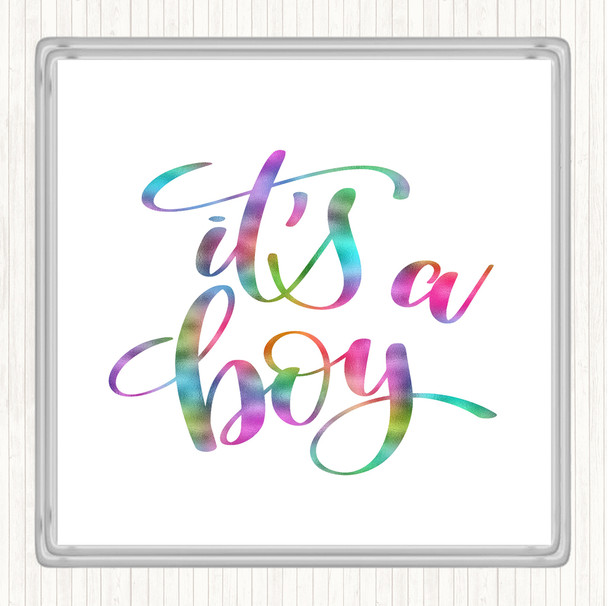 A Boy Rainbow Quote Coaster