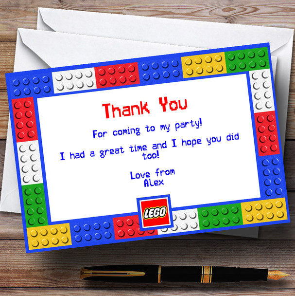 Lego Bricks Customised Birthday Party Thank You Cards