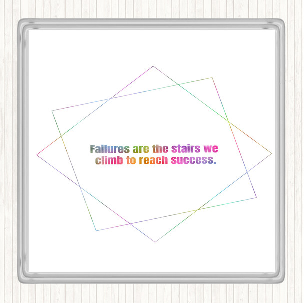 Failures Stairs Success Rainbow Quote Coaster