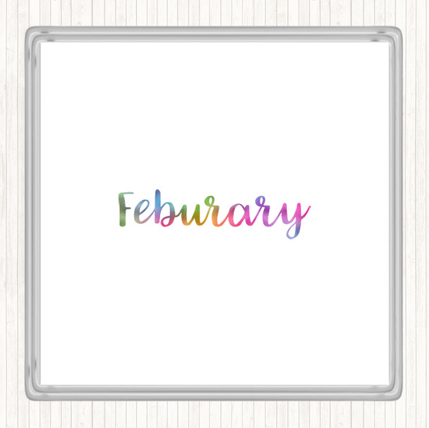February Rainbow Quote Coaster