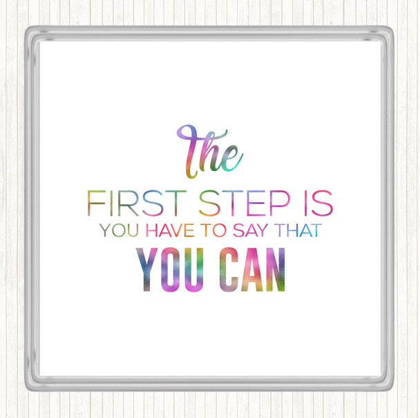 First Step Rainbow Quote Coaster