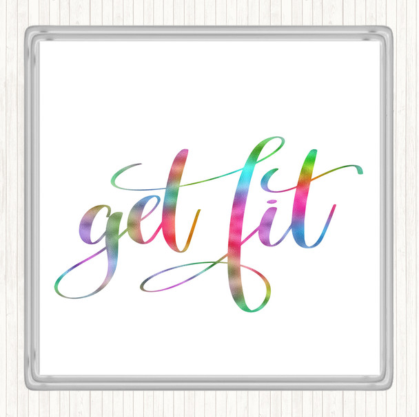 Get Fit Rainbow Quote Coaster