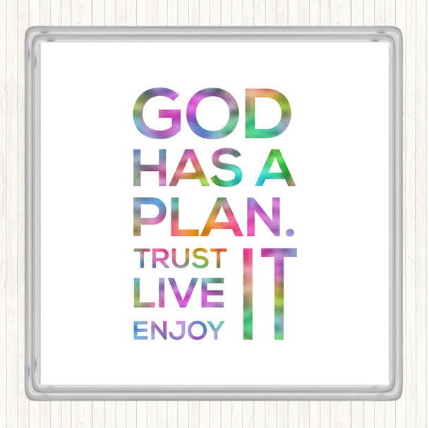 God Has A Plan Rainbow Quote Coaster