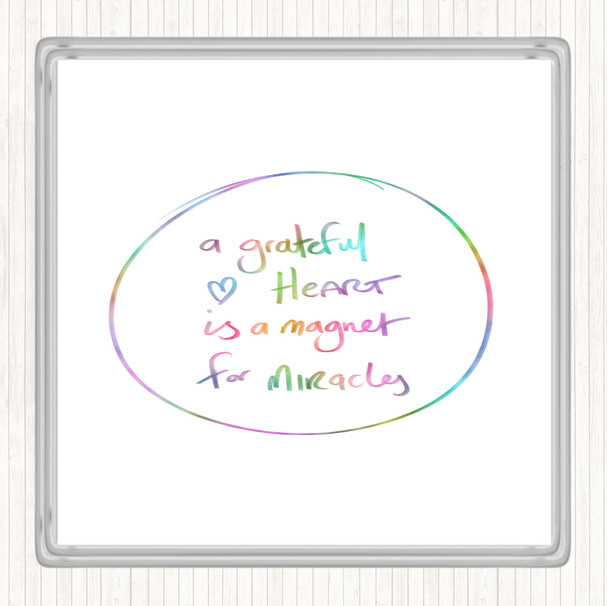 Grateful Heart Rainbow Quote Coaster