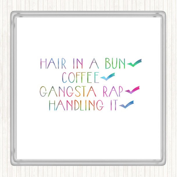 Handling It Rainbow Quote Coaster