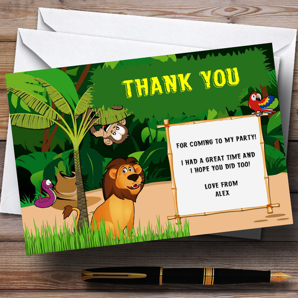 Cheeky Jungle Safari Animals Customised Birthday Party Thank You Cards