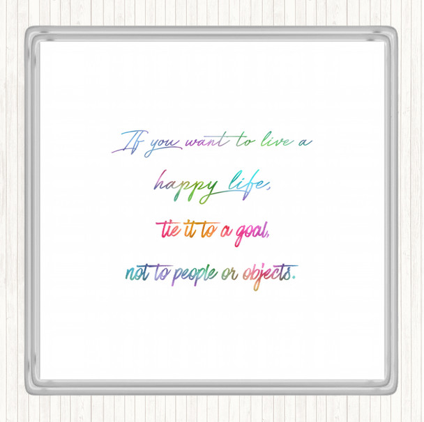 Happy Life Rainbow Quote Coaster