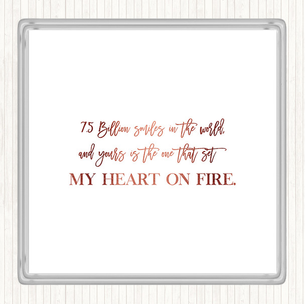Rose Gold Heart On Fire Quote Coaster