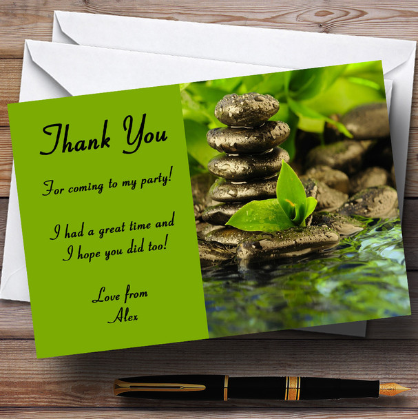 Green Spa Day Customised Birthday Party Thank You Cards