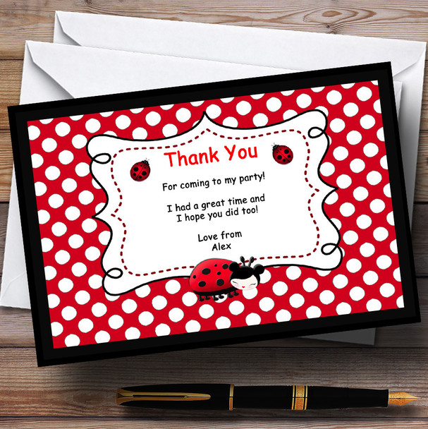 Ladybird Customised Birthday Party Thank You Cards