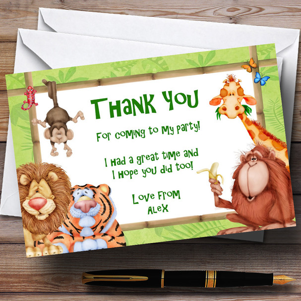 Lion, Tiger And Jungle Friends Customised Birthday Party Thank You Cards