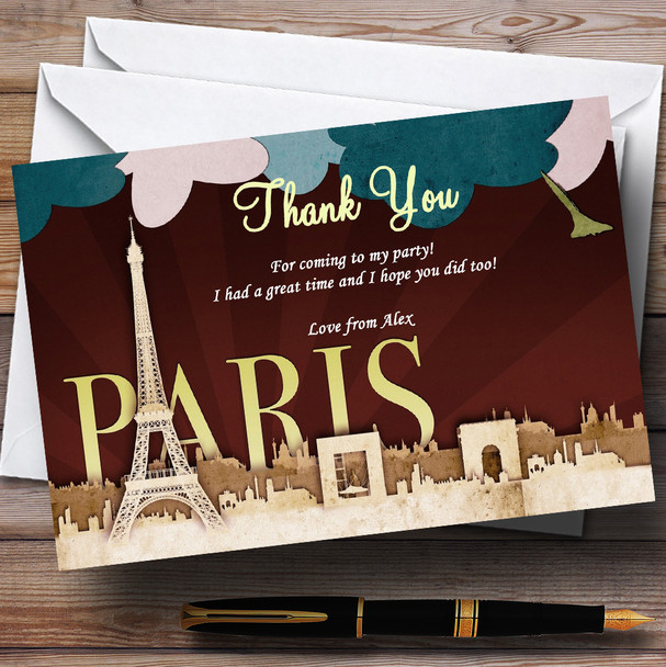 Paris Chic Parisian Customised Birthday Party Thank You Cards