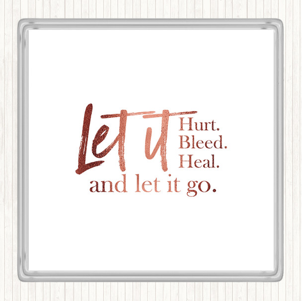 Rose Gold Let It Go Quote Coaster