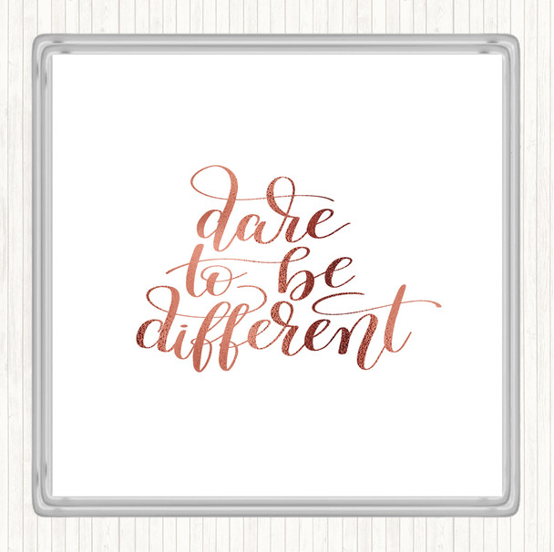 Rose Gold Be Different Swirl Quote Coaster