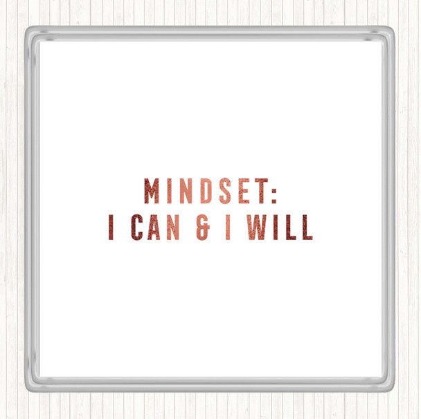 Rose Gold Mindset Quote Coaster