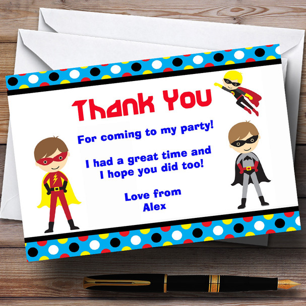 Superhero Customised Birthday Party Thank You Cards